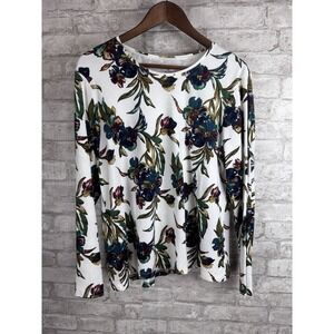Croft & Barrow Knit Top Cotton‎ Size XL Multi Dark Floral Long Sleeve Pullover